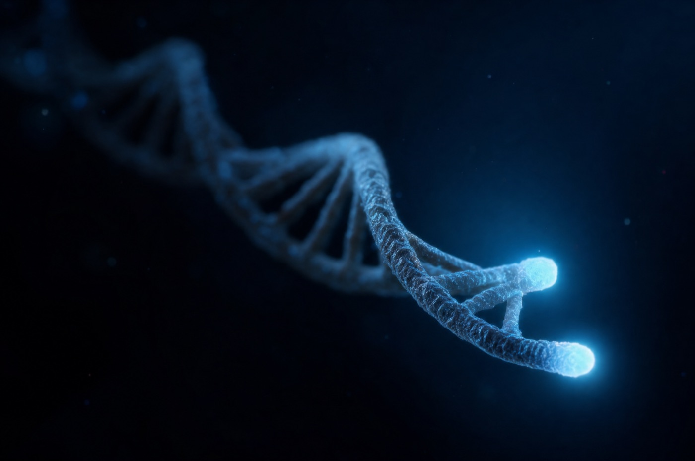 DNA telomere strand, scientific visualization